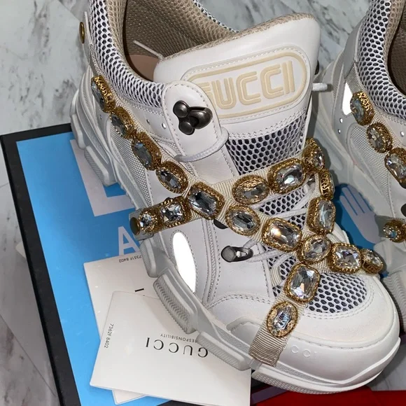 Gucci Flashtrack Crystal Embellished Platform Sneakers 💕 - Picture 6 of 11
